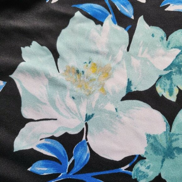Apt 9 Womens Black Blue Floral Polyester Elastic Waist A Line Skirt Size Small - Picture 8 of 12